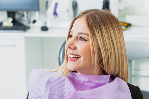 Patient smiling during a cosmetic dental appointment in Markham