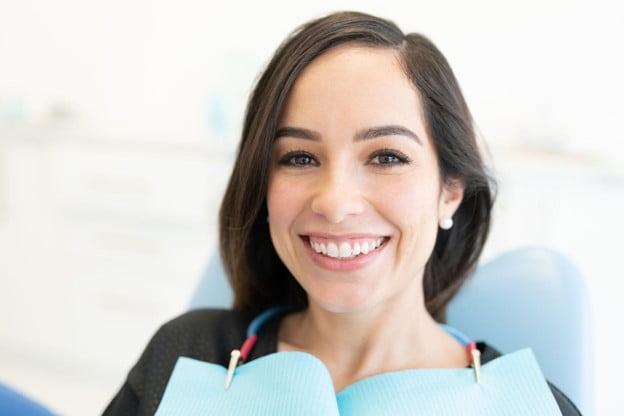 Smiling patient during a cosmetic dentistry appointment